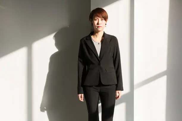 shadow of young businesswoman,portrait.