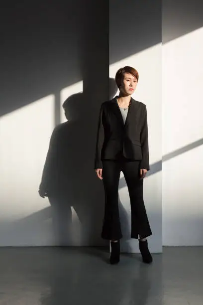 shadow of young businesswoman,portrait.