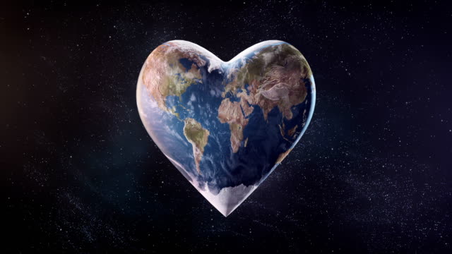 4k Heart-Shaped Earth (Space Background) - Loop