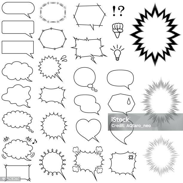 Speech Bubbles Stock Illustration - Download Image Now - Speech Bubble, Thought Bubble, Manga Style