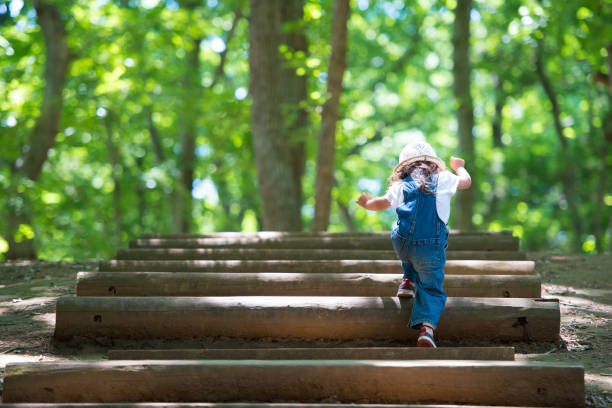 istock Little girl walking in the forest 907428908