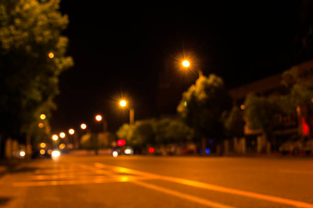 Urban road defocused effect at night