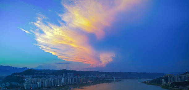 Summer twilight in southwest China's chongqing wanzhou district.