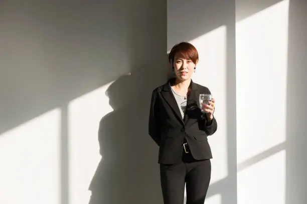 shadow of young businesswoman,portrait.