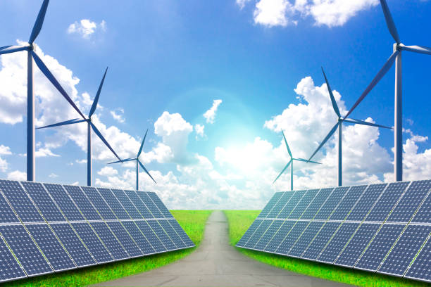 istock New energy, solar and wind power. 907463250