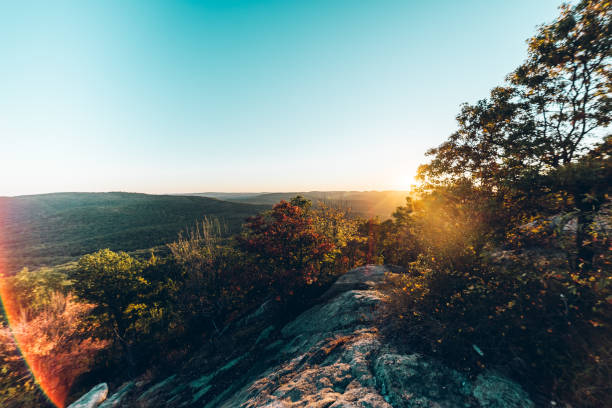 Sunset in Bear Mountain State Park stock photo