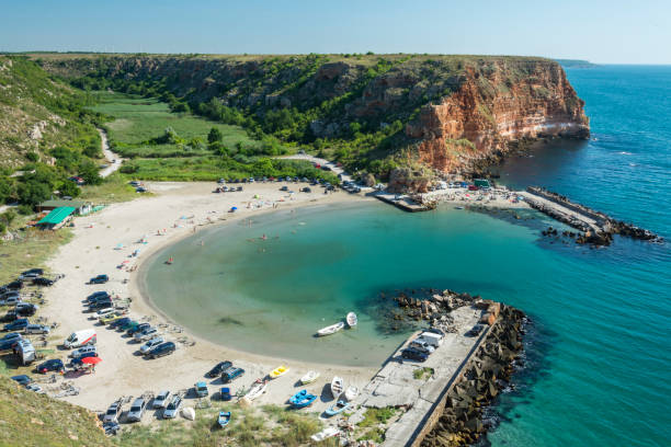 istock Bolata beach with tourist and boat 907463842
