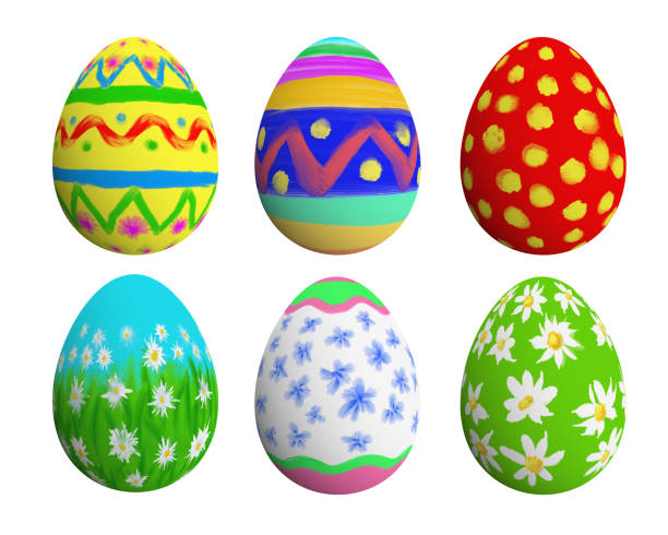 istock collection of Easter eggs hand painted isolated on white background 907479626