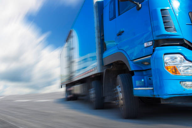 istock A truck driving on the road. 907485422