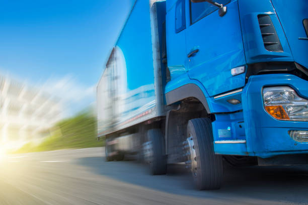 istock A truck driving on the road. 907485548
