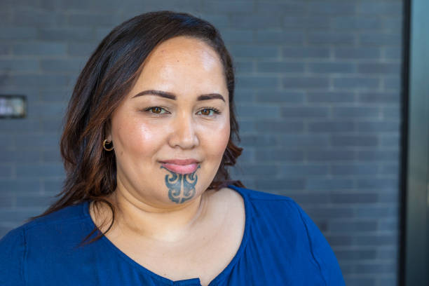 Portrait Of A Maori Woman With A Face Tattoo Or Moko Stock Photo - Download  Image Now - Istock