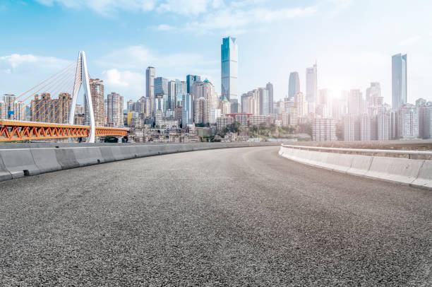 istock Urban road square building landscape skyline 907513544