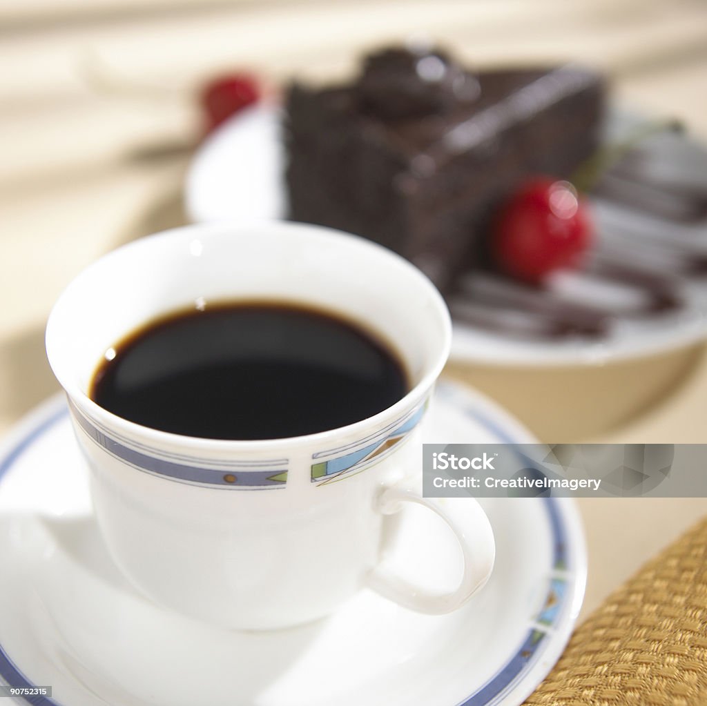 Black coffee and cake  Black Color Stock Photo