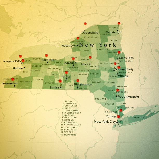 istock New York State Map Square Cities Straight Pin Vintage 907545976
