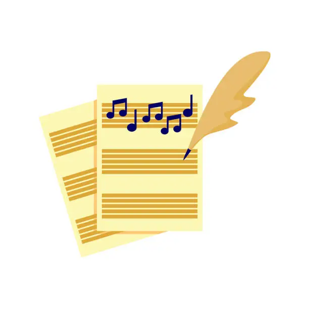 Vector illustration of Writing Music Song Tablature Vector Illustration Graphic