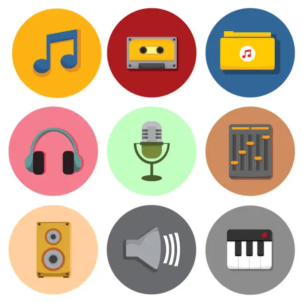 Vector illustration of Simple Musical Symbol Icons Vector Illustration Graphic Set