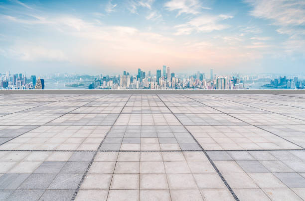 istock Urban road square building landscape skyline 907555392