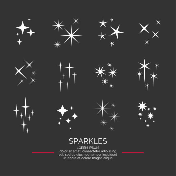 ilustrações de stock, clip art, desenhos animados e ícones de set sparkles star, vector elements on the dark background - stars vector