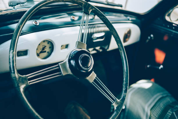 istock Interior shot of vintage car 907568114