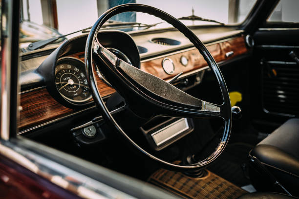 istock Interior shot of vintage car 907568128