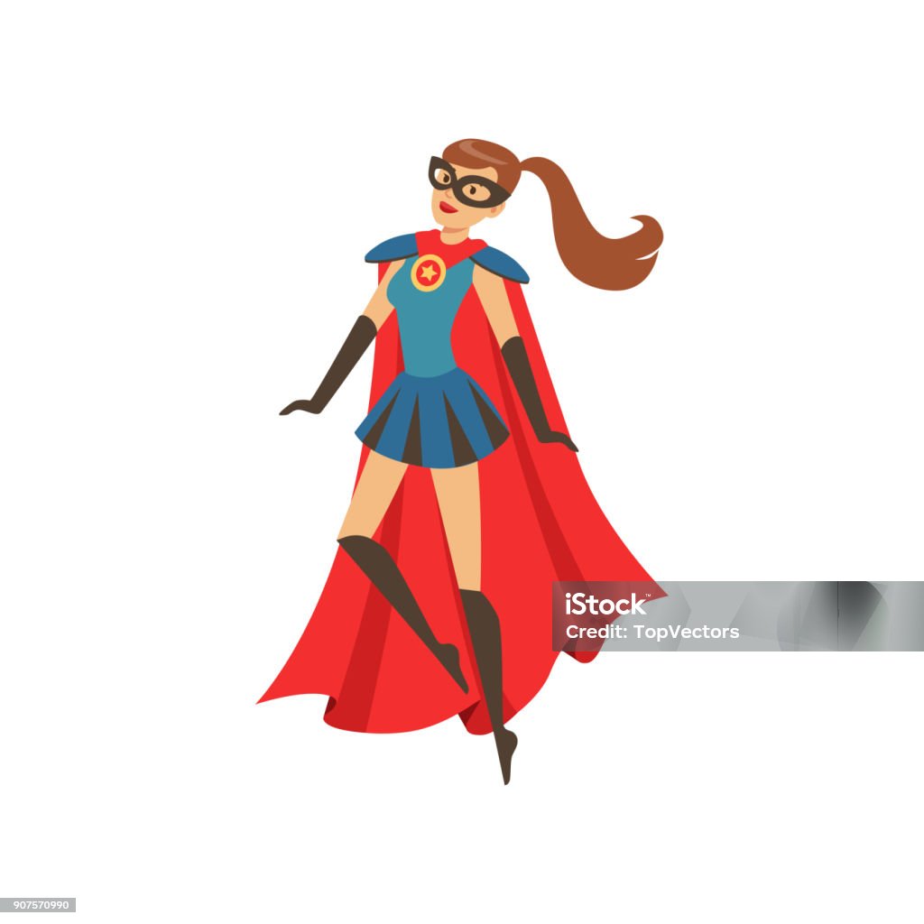 Giovane Supereroe Donna Personaggio In Costume Blu Con Rosso Mantello  Cartone Animato Vettore Illustrazione - Immagini vettoriali stock e altre  immagini di Abbigliamento - iStock