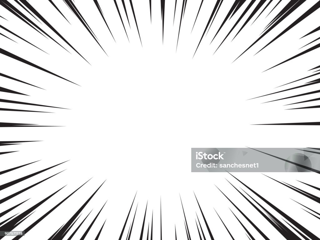 Speed lines Background of radial speed lines for comic books. Monochrome explosion background.Vector illustration. In A Row stock vector
