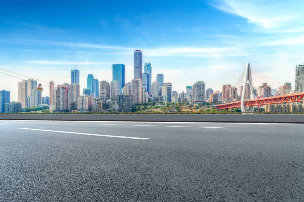 istock Urban road square building landscape skyline 907571766
