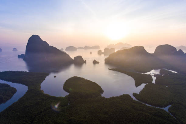 istock Beautiful sunrise at Samet nangshe viewpoint, Phang nga bay, Thailand 907574100