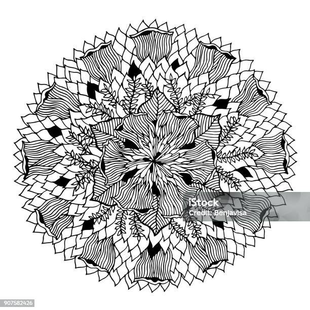 Chakra Mandala Icon Symbol Logo Flower Floral Leaf Vector Hand Drawn Illustration Design Concept Sign Stock Illustration - Download Image Now