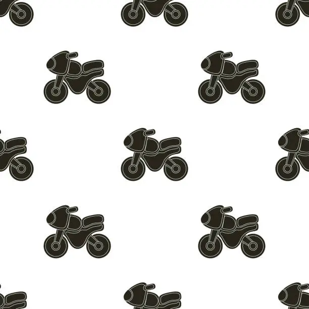 Vector illustration of pattern with cartoon motorbike