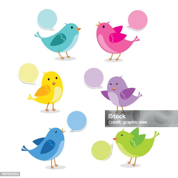 Cute Bird Collection Stock Illustration - Download Image Now - Bird, Cute, Happiness