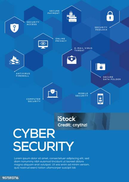 Cyber Security Brochure Template Layout Cover Design Stock Illustration - Download Image Now