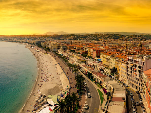 istock Panorama, Nice, France at sunset 907599252