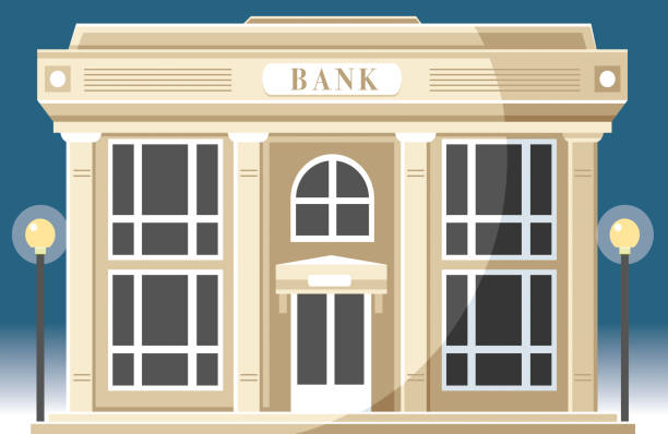 Bank building vector art illustration