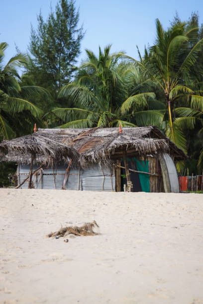 Indian Beach in Kerala with surfer shack
