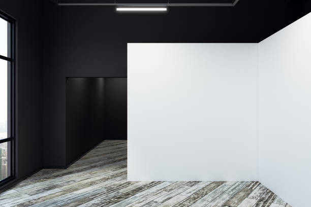 istock New interior with empty poster and city 907610018