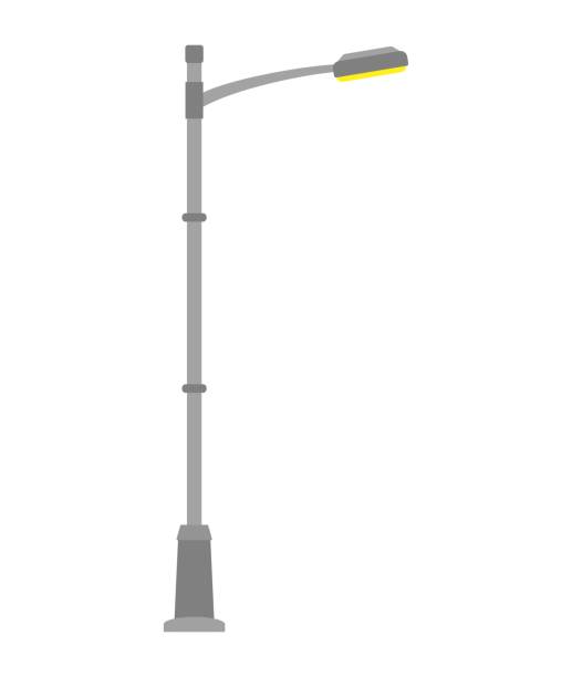 illustrations, cliparts, dessins animés et icônes de réverbère isolé sur fond blanc. lampadaire extérieur au style plat - street night street light lamp