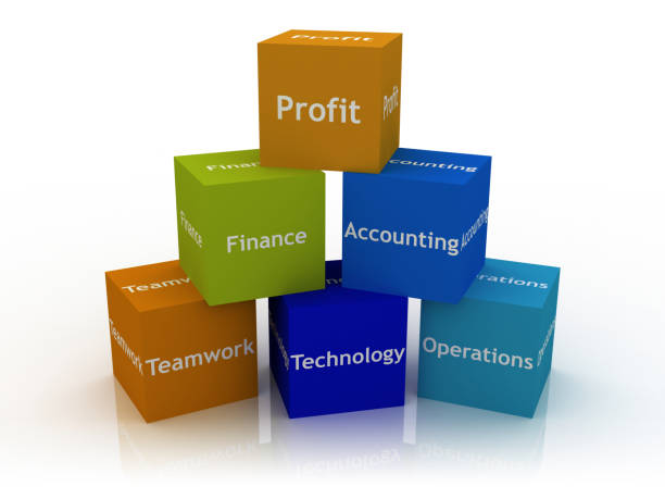 istock Corporate business word pyramid hierarchy cubes concept 907610786
