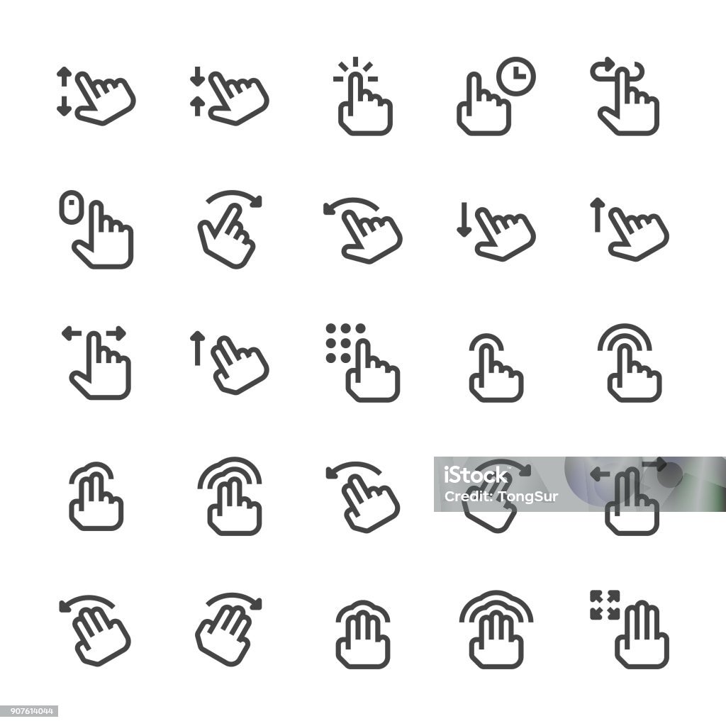 Gesture Icons - MediumX Line Gesture Icons - MediumX Line Vector EPS File. Smart Card stock vector