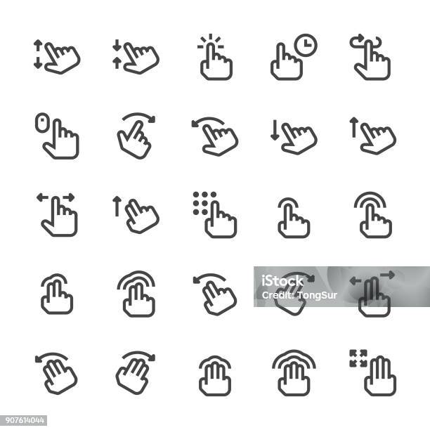 Gesture Icons Mediumx Line Stock Illustration - Download Image Now - Smart Card, Computer Mouse, Arrow Symbol