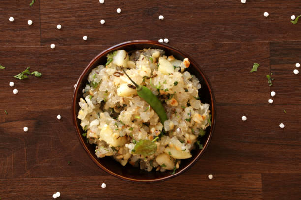 Sabudana khichdi is a light dish made with sabudana. stock photo