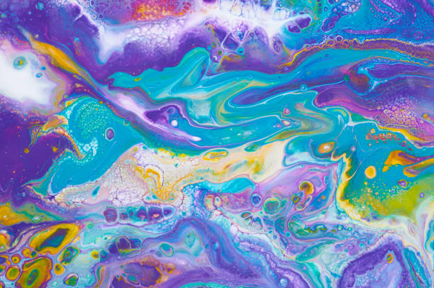 istock Fluid Art. Abstract colorful background, wallpaper, texture. Mixing  paints. Modern art. Marble texture 907620774