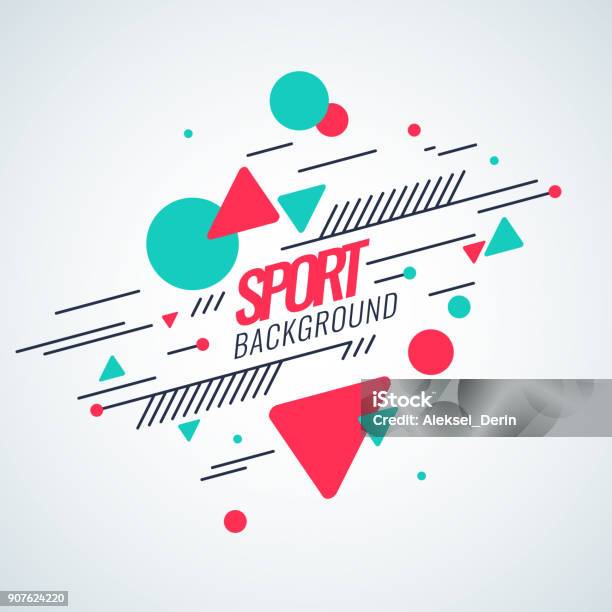 Retro Abstract Geometric Background The Poster With The Flat Figures Stock Illustration - Download Image Now