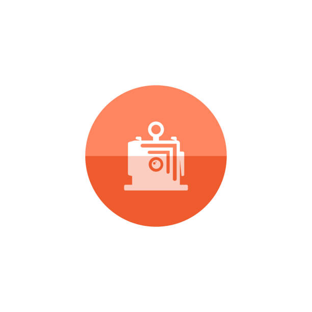 Circle icon - Large format camera Large format camera icon in flat color circle style. View field sheet film photography lens 4 x 10 kilometer stock illustrations