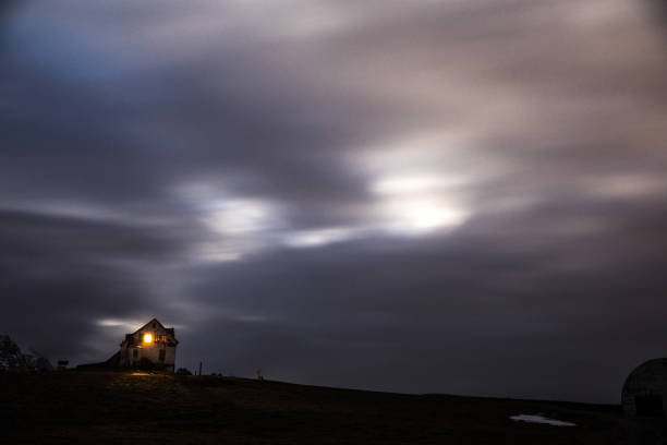 Mountain peaks in Iceland in the night