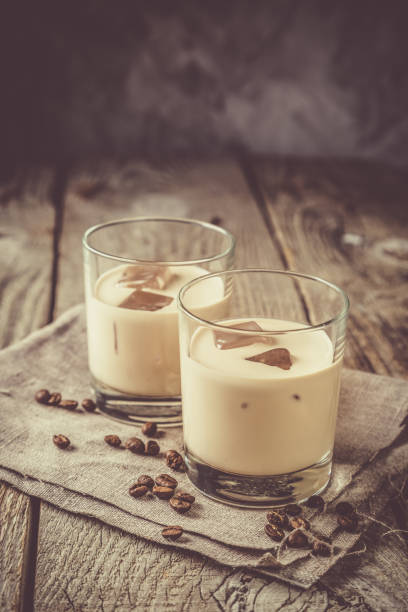istock Coffee liqueur in glasses with ice and beans 907640258
