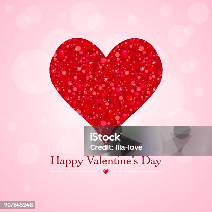 istock Valentines day card with glitter heart shape on a pink background 907645248
