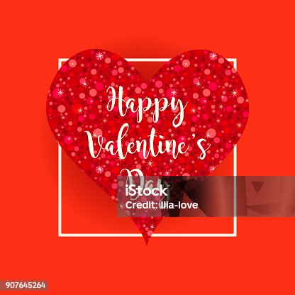 istock Valentines day card with glitter heart shape 907645264