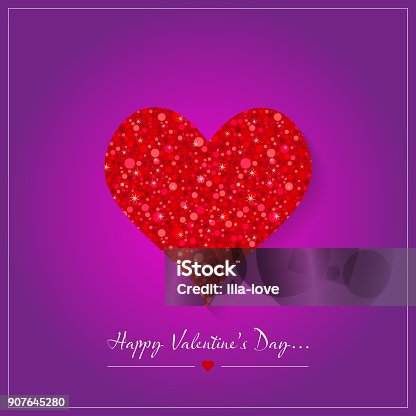 istock Valentines day card with glitter heart shape 907645280