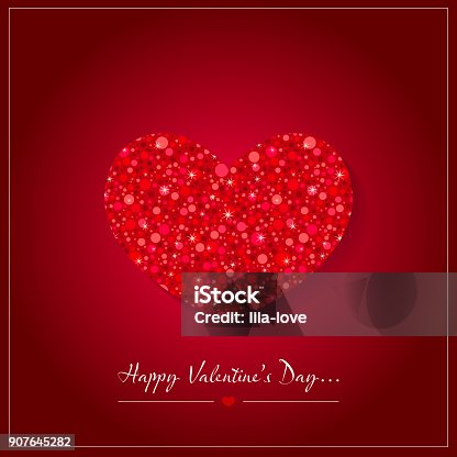 istock Valentines day card with glitter heart shape 907645282